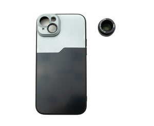 SYSTEM-S Macro Lens 2.8x 37 mm HD Filter with Case for iPhone 15 Plus in Black Gray