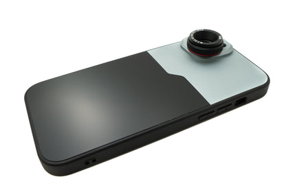 SYSTEM-S Macro Lens 2.8x 37 mm HD Filter with Case for iPhone 15 Plus in Black Gray