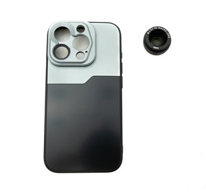 SYSTEM-S Makro Linse 2,8x 37 mm HD Filter mit Hülle für iPhone 15 Pro in Schwarz Grau