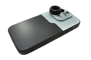 SYSTEM-S Makro Linse 2,8x 37 mm HD Filter mit Hülle für iPhone 15 Pro in Schwarz Grau