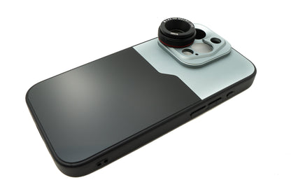 SYSTEM-S Macro Lens 2.8x 37 mm HD Filter with Case for iPhone 15 Pro in Black Gray