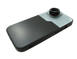 SYSTEM-S Makro Linse 2,8x 37 mm HD Filter mit Hülle für iPhone 15 in Schwarz Grau