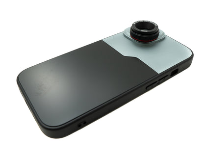 Objectif macro SYSTEM-S 2,8x 37 mm filtre HD avec étui pour iPhone 15 en noir gris