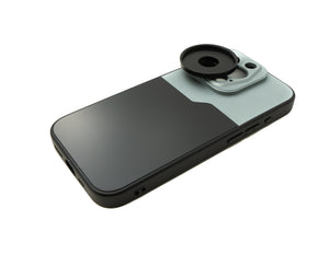 SYSTEM-S Objektiv Hülle 37 mm kompatibel mit Effekt Linse mit Gewinde für iPhone 15 Pro in Schwarz Grau