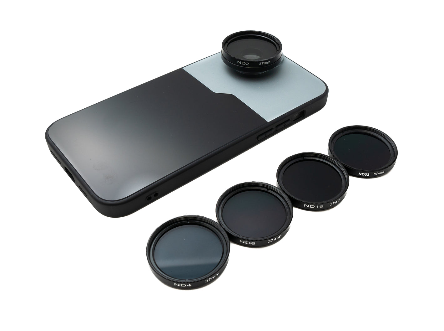 SYSTEM-S ND Filter Set 37 mm Neutral Density with Thread Case and Bag for iPhone 15 Plus