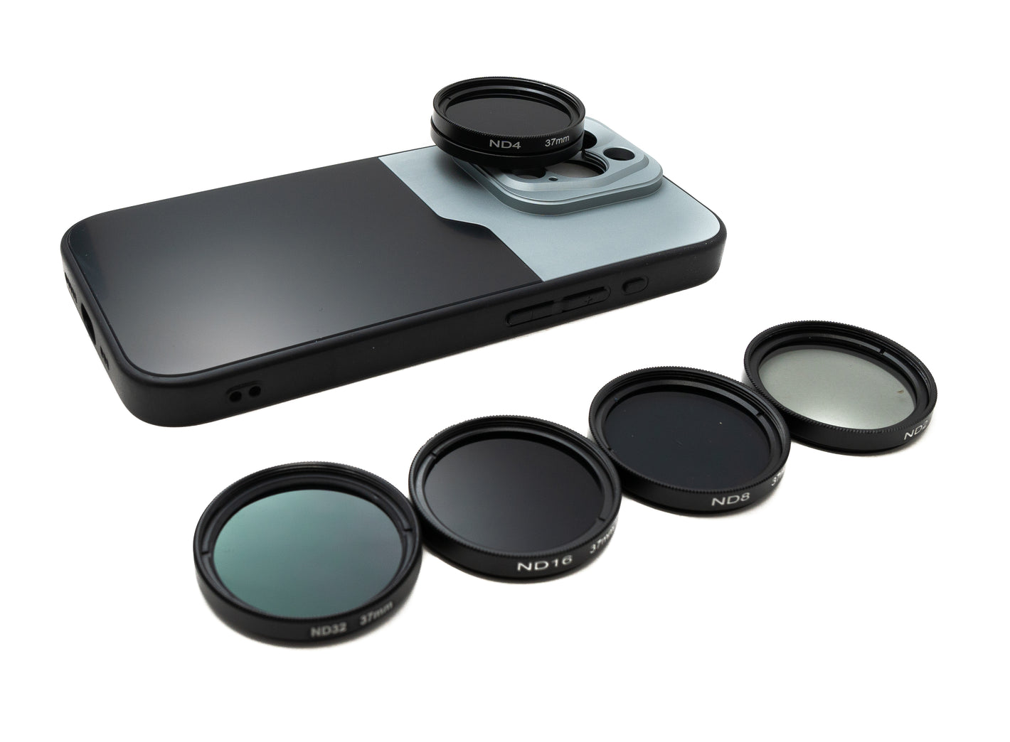 SYSTEM-S ND Filter Set 37 mm Neutral Density with Thread Case and Bag for iPhone 15 Pro