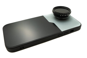 SYSTEM-S ND Vario Filter 37 mm 2 bis 400 Neutraldichte mit Gewinde Hülle für iPhone 15 Plus