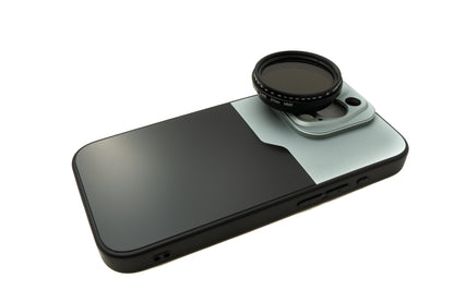 SYSTEM-S ND Vario Filter 37 mm 2 to 400 Neutral Density with Thread Case for iPhone 15 Pro