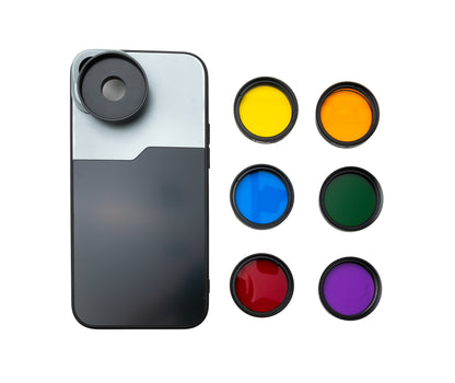 SYSTEM-S Color Filter Set 37 mm 6 pieces color lens filter with thread case for iPhone 15 Plus