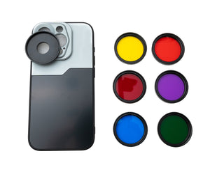 SYSTEM-S Farbfilter Set 37 mm 6 Stück Farbe Linse Filter mit Gewinde Hülle für iPhone 15 Pro