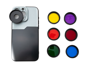 SYSTEM-S Farbfilter Set 37 mm 6 Stück Farbe Linse Filter mit Gewinde Hülle für iPhone 15 Pro Max