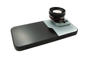 SYSTEM-S EF70mm Portrait Tele Objektiv 37 mm HD Filter mit Hülle für iPhone 15 Pro Max in Schwarz Grau
