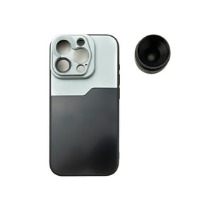 SYSTEM-S Makro Linse 1.1x bis 2.8x Filter 37 mm mit Hülle für iPhone 15 Pro in Schwarz Grau
