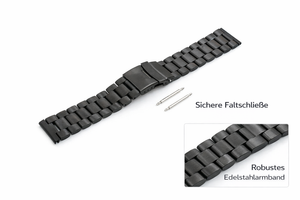 Bracelet de remplacement System-S 22 mm en acier inoxydable 17,5 cm pour Samsung Galaxy Gear R380 R381 R382