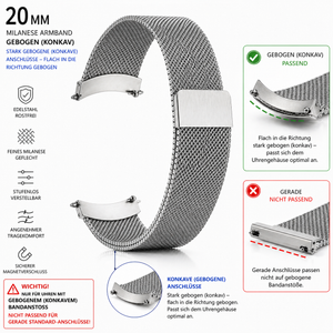 SYSTEM-S Bracelet en métal milanais large de 20 mm pour montre intelligente Samsung Galaxy Watch 4
