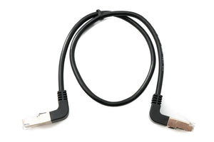 SYSTEM-S LAN cable 50 cm 8P8C RJ45 plug to plug angle adapter in black