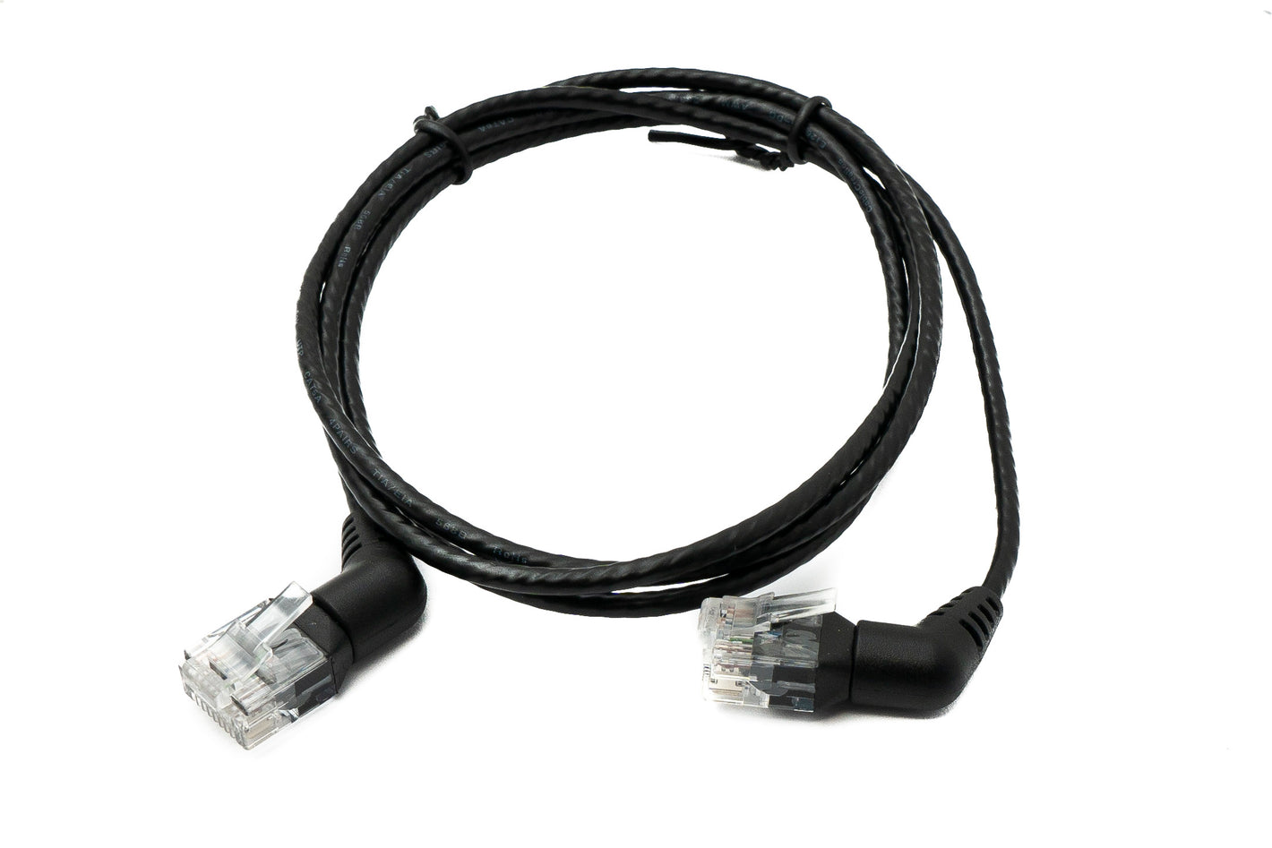 SYSTEM-S LAN Kabel 100 cm 8P8C RJ45 Stecker zu Stecker Winkel Adapter in Schwarz