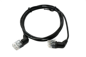 SYSTEM-S LAN Kabel 100 cm 8P8C RJ45 Stecker zu Stecker Winkel Adapter in Schwarz