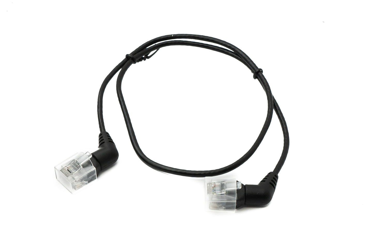 SYSTEM-S LAN Kabel 50 cm 8P8C RJ45 Stecker zu Stecker Winkel Adapter in Schwarz