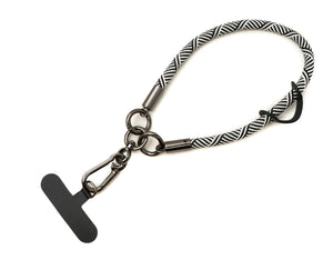 Bracciale con cinturino da polso per custodia per smartphone in nylon in bianco e nero