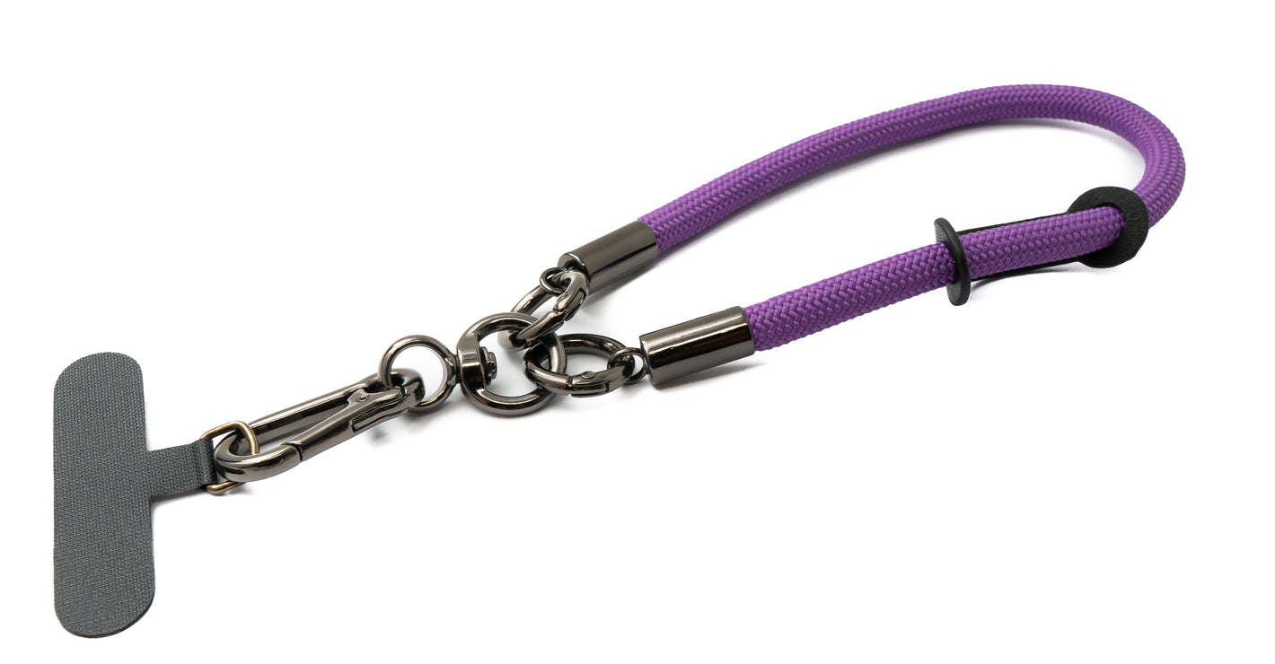 Bracciale con cinturino da polso per custodia per smartphone in nylon in viola