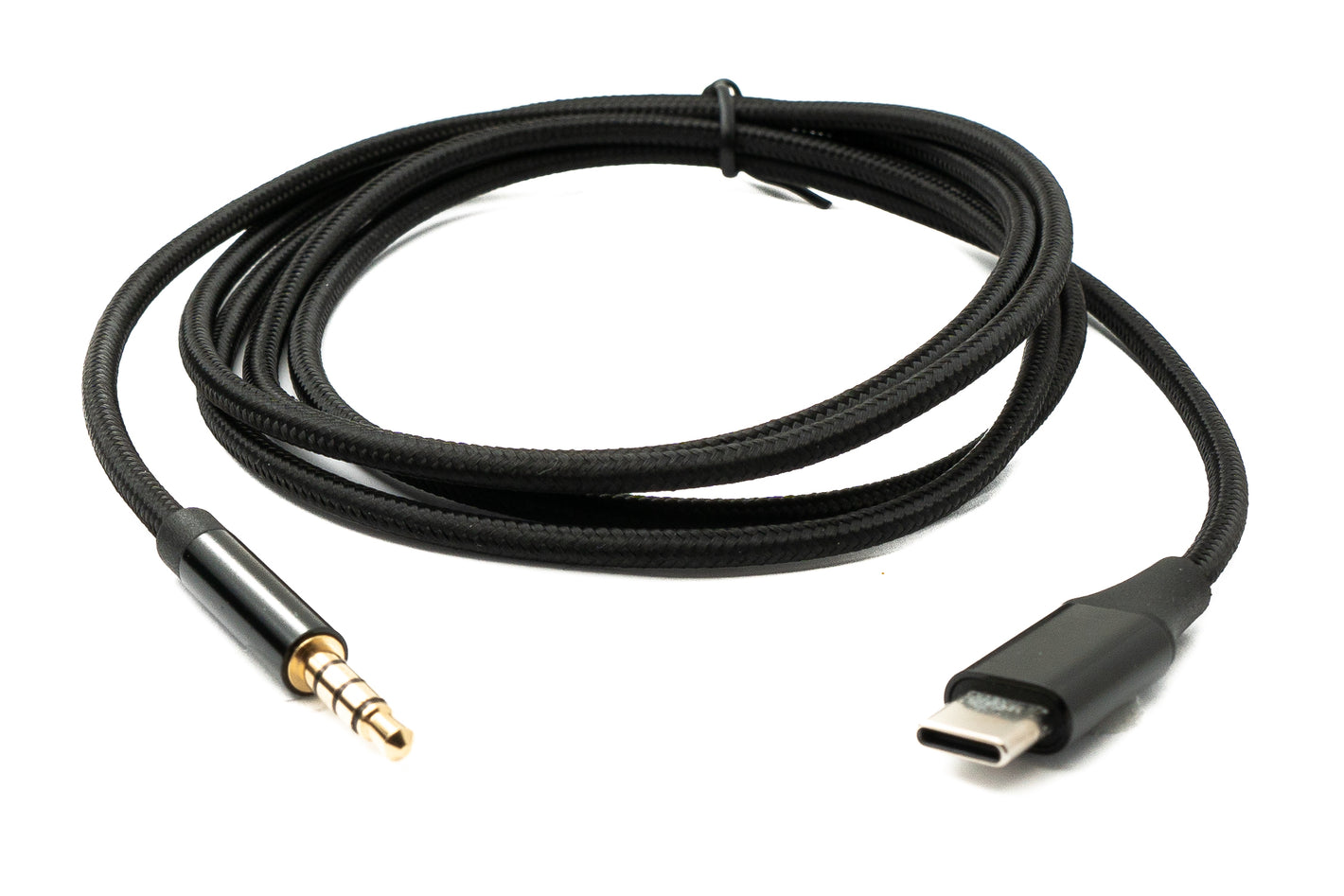 Câble audio SYSTEM-S 150 cm jack fiche 3,5 mm vers câble USB 3.1 fiche type C adaptateur AUX en noir 