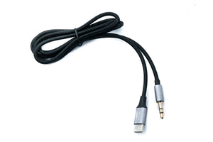 SYSTEM-S Audio USB Kabel 100 cm 3,5 mm Klinke Stecker zu 3.1 Typ C Stecker AUX geflochten Schwarz