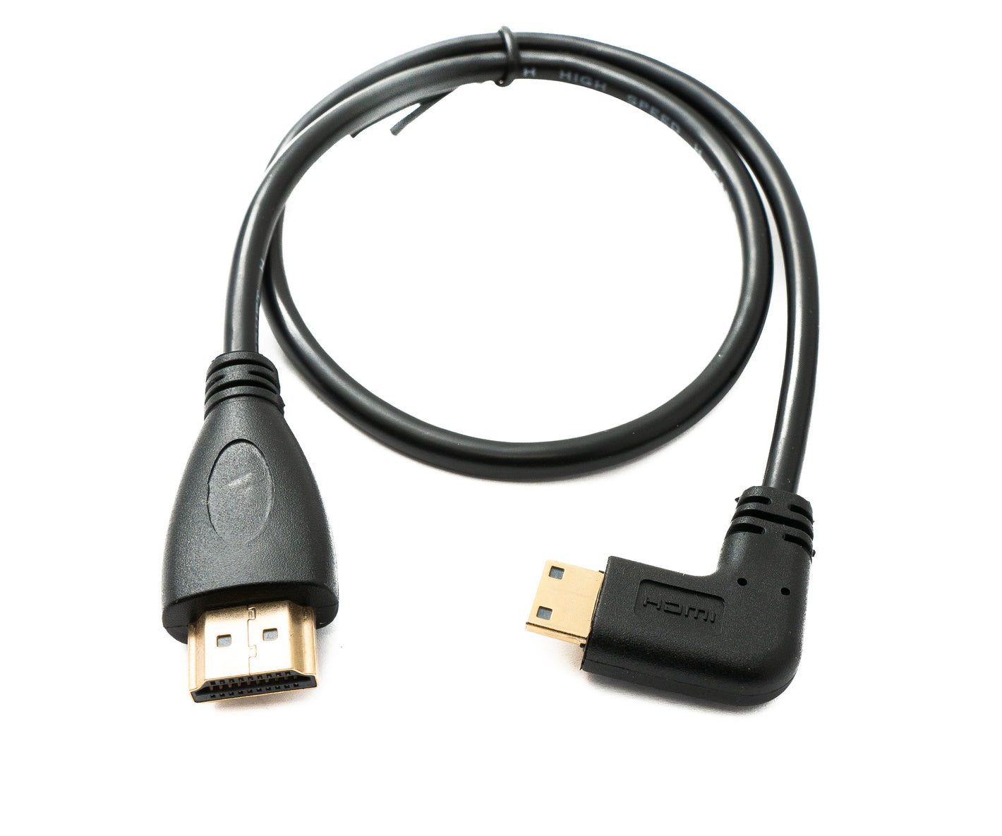 SYSTEM-S HDMI 1.4 Kabel 50 cm Standard Stecker zu Mini Stecker Winkel 4K UHD 30 Hz 2K 60 Hz