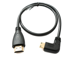 Câble SYSTEM-S HDMI 1.4 50 cm standard mâle vers mini mâle angle 4K UHD 30 Hz 2K 60 Hz adaptateur