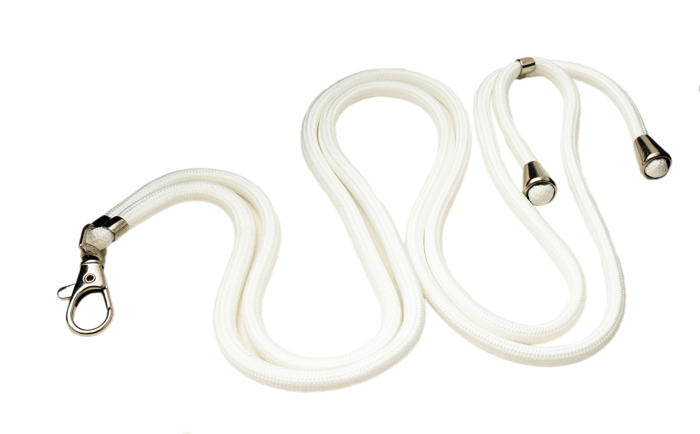 Bandoulière avec passant de cou pour étui de smartphone en nylon en blanc