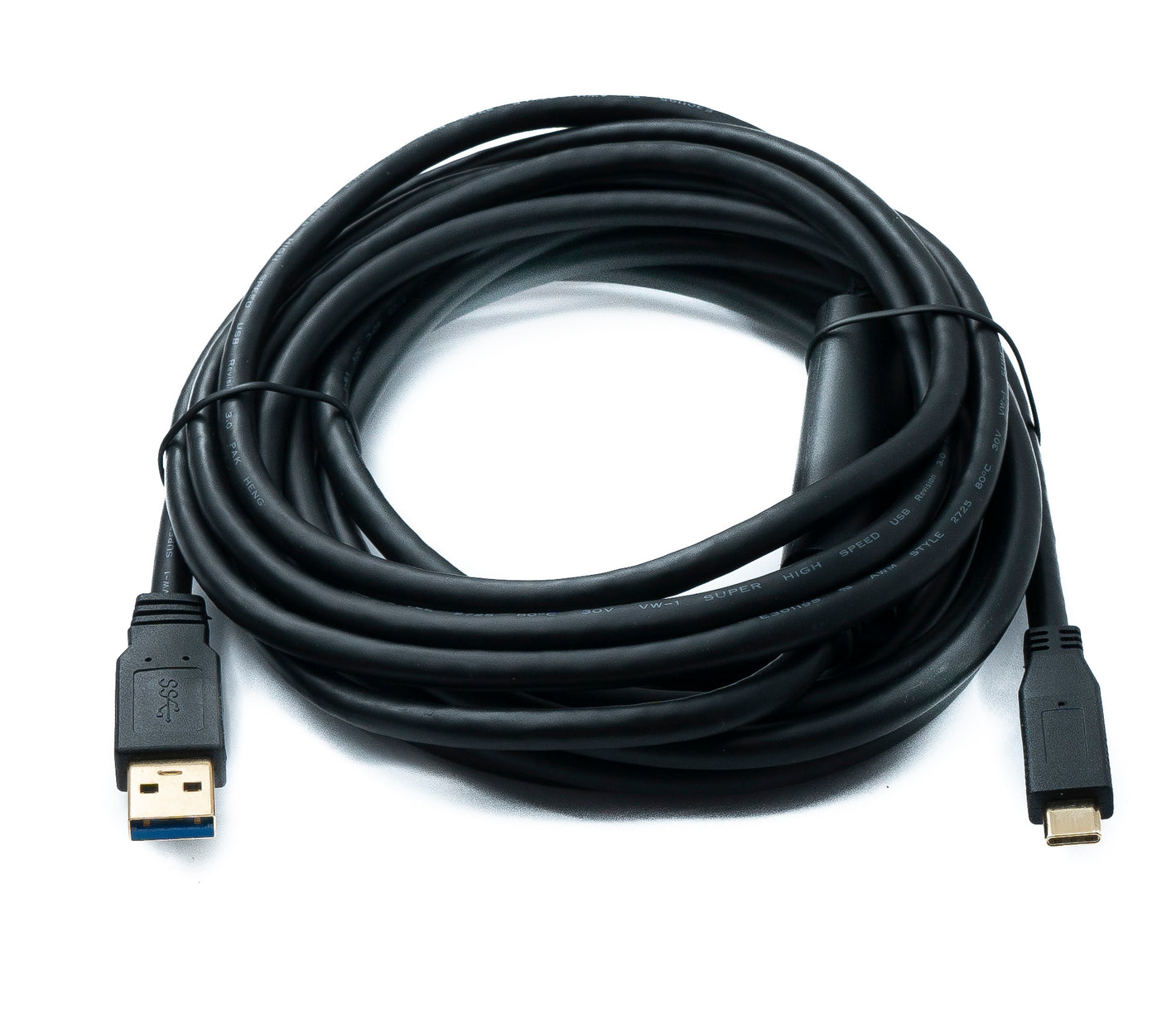 SYSTEM-S USB 3.1 Kabel 5 m Typ C Stecker zu 3.0 A Stecker Adapter 5 Gbit/s 100W in Schwarz