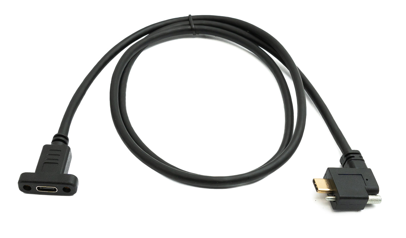 Câble USB 3.1 Gen 2 SYSTEM-S 100 cm Type C mâle vers femelle simple vis angle gauche droit