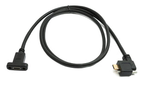 SYSTEM-S USB 3.1 Gen 2 Kabel 100 cm Typ C Stecker zu Buchse Einzel Schraube Left Right Angled Winkel
