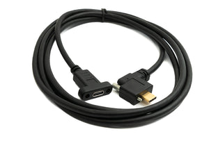 SYSTEM-S USB 3.1 Gen 2 Kabel 2 m Typ C Stecker zu Buchse Einzel Schraube Left Right Angled Winkel