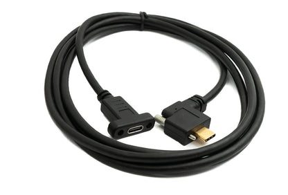 Câble SYSTEM-S USB 3.1 Gen 2 2 m Type C mâle vers femelle simple vis angle gauche droit