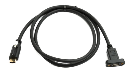 SYSTEM-S USB 3.1 Gen 2 Kabel 100 cm Typ C Stecker zu Buchse Einzel Schraube Adapter in Schwarz