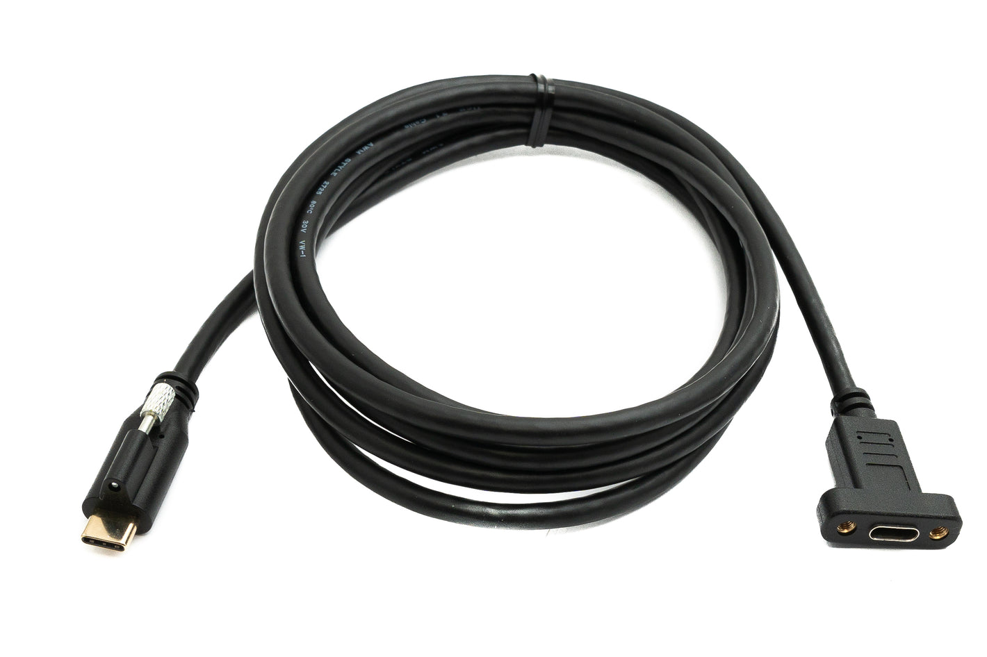 SYSTEM-S USB 3.1 Gen 2 Kabel 2 m Typ C Stecker zu Buchse Einzel Schraube in Schwarz