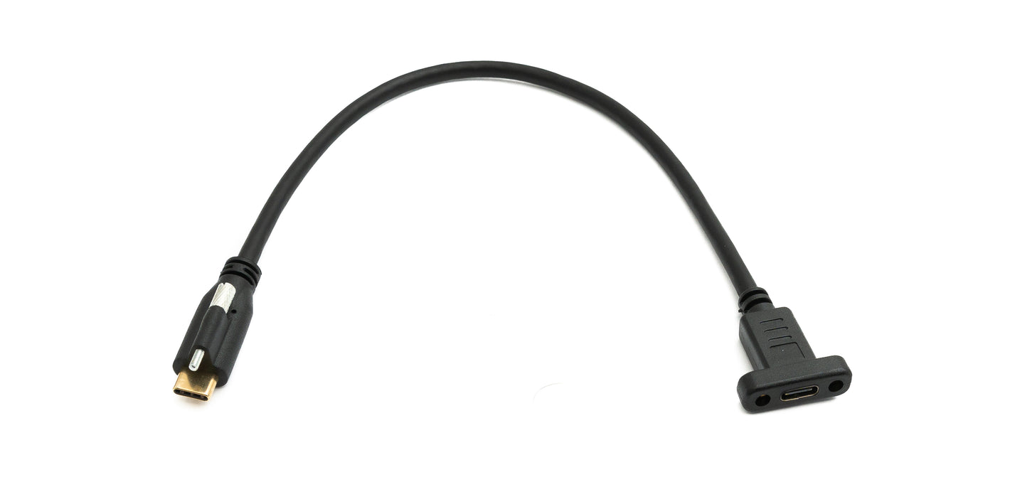 Câble USB 3.1 Gen 2 SYSTEM-S 30 cm Type C mâle vers femelle à vis simple en noir