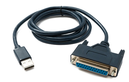 SYSTEM-S USB 2.0 Kabel 120 cm Typ A  Stecker zu D Sub 25 Pin Buchse IEEE 1248 Adapter in Blau