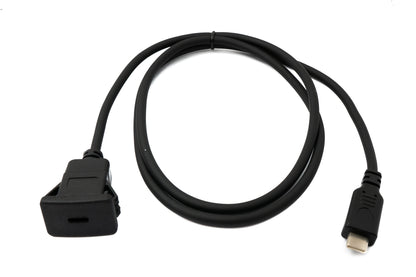 SYSTEM-S USB 3.1 Kabel 100 cm Typ C Stecker zu Buchse Panel Mount 5 Gbit/s in Schwarz