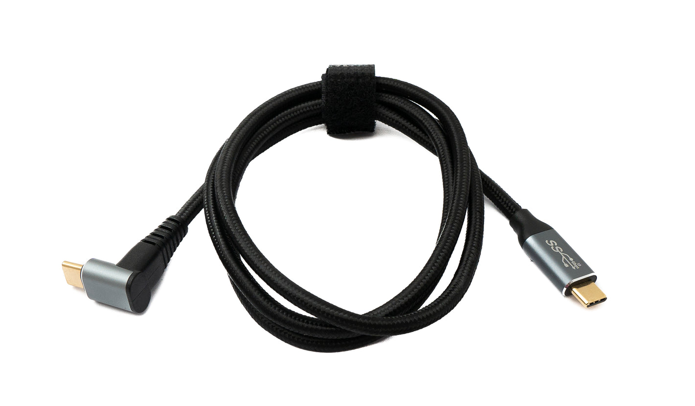 SYSTEM-S USB 3.1 Gen 2 Typ C Kabel 100 cm Stecker zu Stecker 10 Gbit/s 100W Winkel Adapter