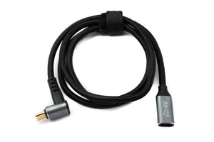 SYSTEM-S USB 3.1 Gen 2 Typ C Kabel 100 cm Stecker zu Buchse 10 Gbit/s 100W Winkel Adapter