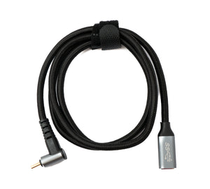 SYSTEM-S USB 3.1 Gen 2 Typ C Kabel 100 cm Stecker zu Buchse 10 Gbit/s 100W Winkel Adapter