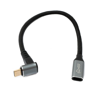 SYSTEM-S USB 3.1 Gen 2 Typ C Kabel 25 cm Stecker zu Buchse 10 Gbit/s 100W Winkel Adapter