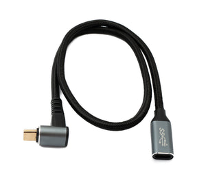 SYSTEM-S USB 3.1 Gen 2 Typ C Kabel 50 cm Stecker zu Buchse 10 Gbit/s 100W Winkel Adapter