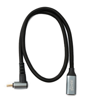 SYSTEM-S USB 3.1 Gen 2 Typ C Kabel 50 cm Stecker zu Buchse 10 Gbit/s 100W Winkel Adapter