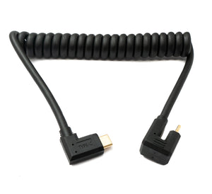 SYSTEM-S USB 3.1 Typ C Kabel 80 cm Stecker zu Stecker 5 Gbit/s Spirale U Turn 180° Winkel Adapter