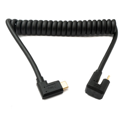 SYSTEM-S USB 3.1 Typ C Kabel 80 cm Stecker zu Stecker 5 Gbit/s Spirale U Turn 180° Winkel