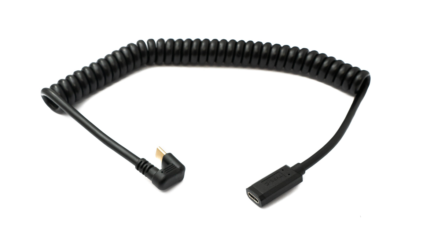 SYSTEM-S USB 3.1 Typ C Kabel 180 cm Stecker zu Buchse 5 Gbit/s Spirale U Turn 180° Winkel Adapter