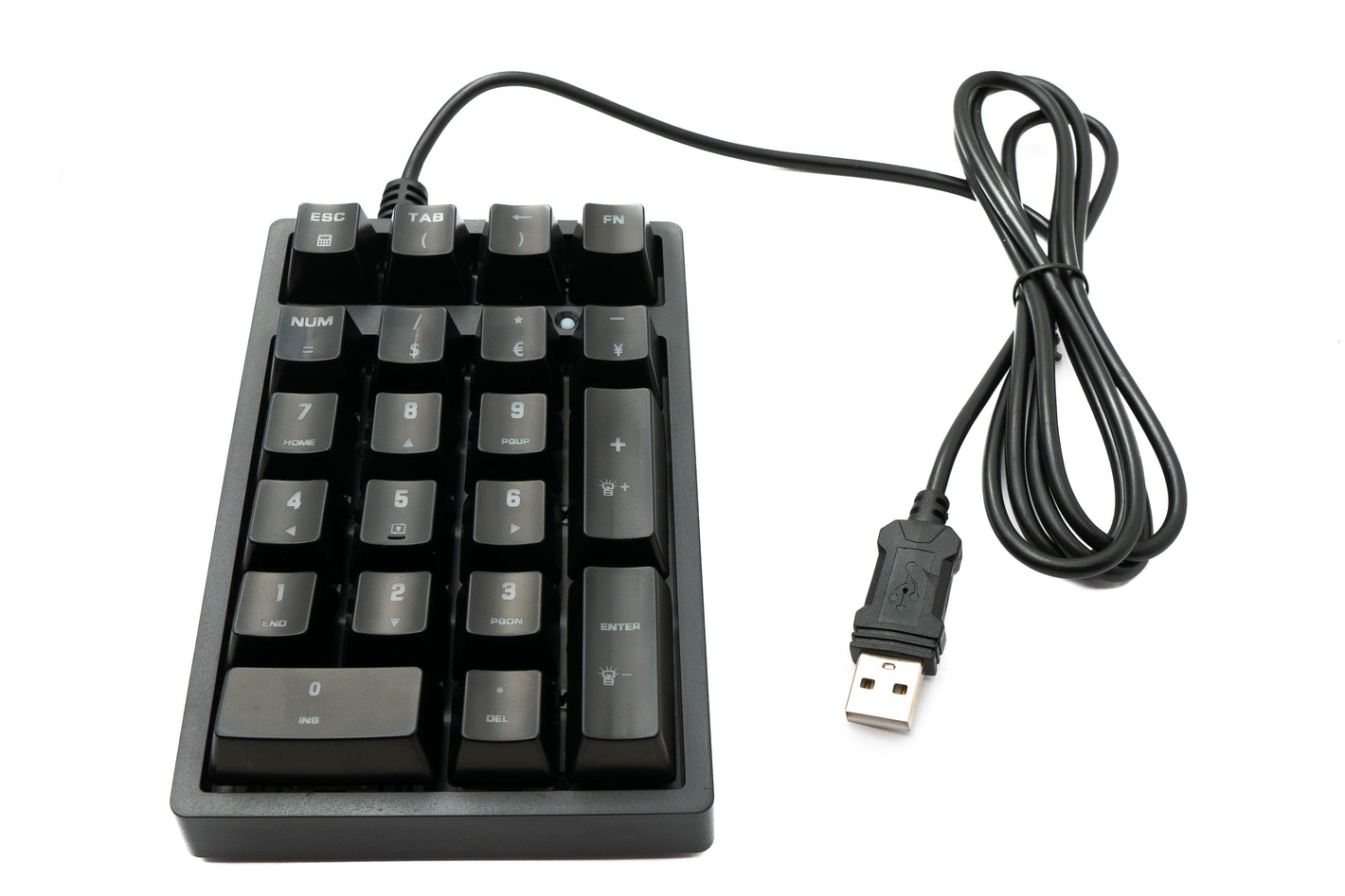 SYSTEM-S Numpad Ziffernblock 21 Tasten USB 2.0 Typ A mechanische Tastatur mit LED RGB Backlight